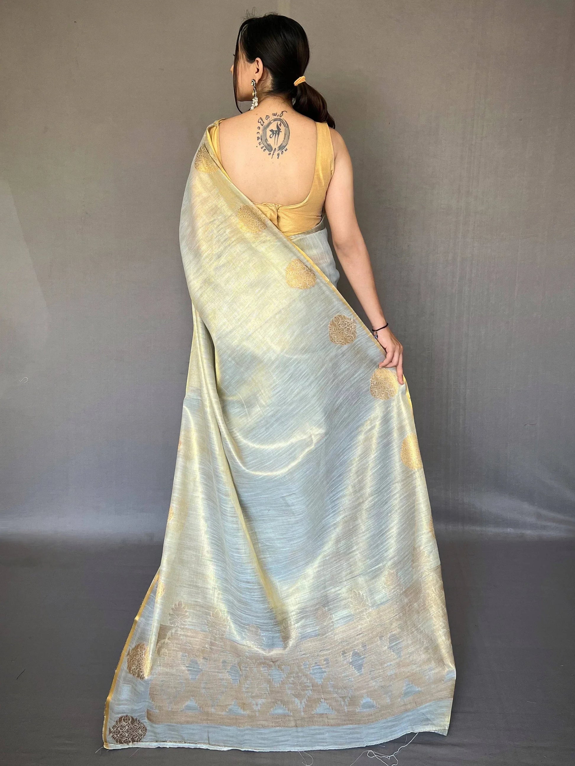 Beautiful Off White Woven Silk Event Wear Saree With Blouse - Zeel Clothing