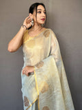 Beautiful Off White Woven Silk Event Wear Saree With Blouse - Zeel Clothing