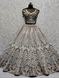 Beautiful Olive Green Velvet Multi-Thread Work Bridal Lehenga Choli - Zeel Clothing
