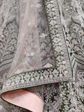 Beautiful Olive Green Velvet Multi-Thread Work Bridal Lehenga Choli - Zeel Clothing