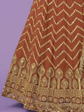 Beautiful Orange Sequins Georgette Wedding Wear Lehenga Choli - Zeel Clothing