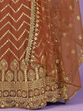 Beautiful Orange Sequins Georgette Wedding Wear Lehenga Choli - Zeel Clothing