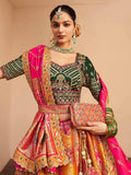 Beautiful Orange Thread Embroidered Banarasi Silk Reception Wear Lehenga Choli - Zeel Clothing
