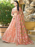 Beautiful Orange Viscose Lehenga Choli With Weaving Dupatta - Zeel Clothing