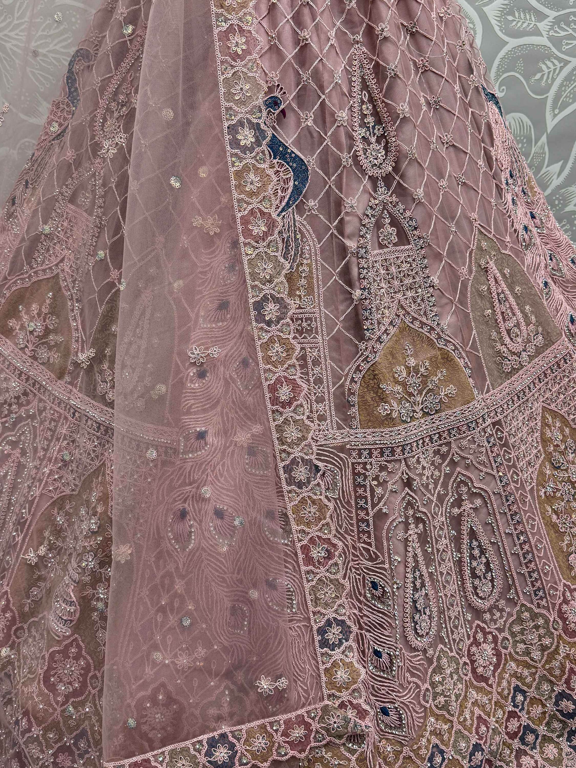 Beautiful Peach Sequins Net Engagement Wear Lehenga Choli - Zeel Clothing