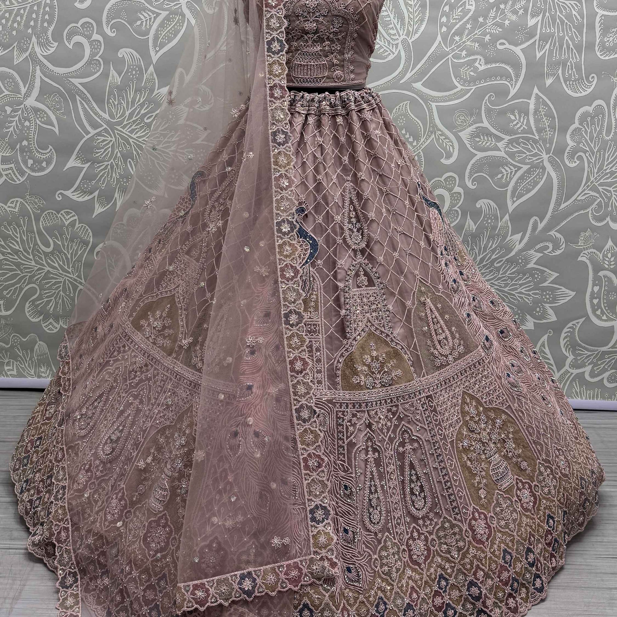Beautiful Peach Sequins Net Engagement Wear Lehenga Choli - Zeel Clothing