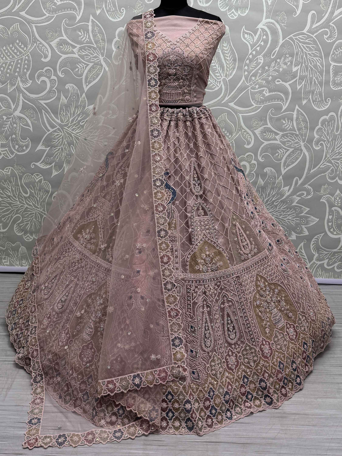 Beautiful Peach Sequins Net Engagement Wear Lehenga Choli - Zeel Clothing