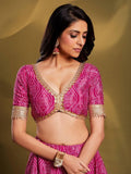 Beautiful Pink bandhani Printed Crepe Traditional Lehenga Choli With Blouse - Zeel Clothing