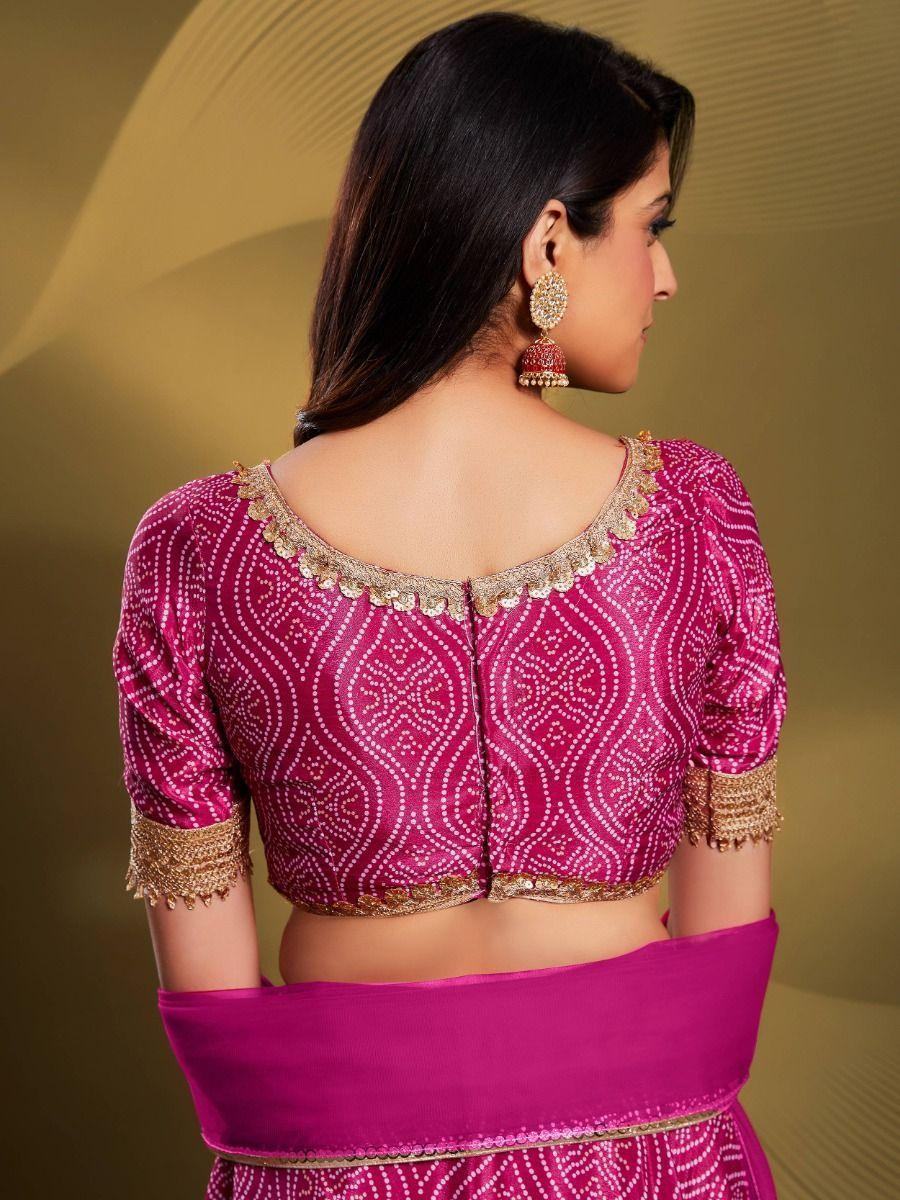 Beautiful Pink bandhani Printed Crepe Traditional Lehenga Choli With Blouse - Zeel Clothing
