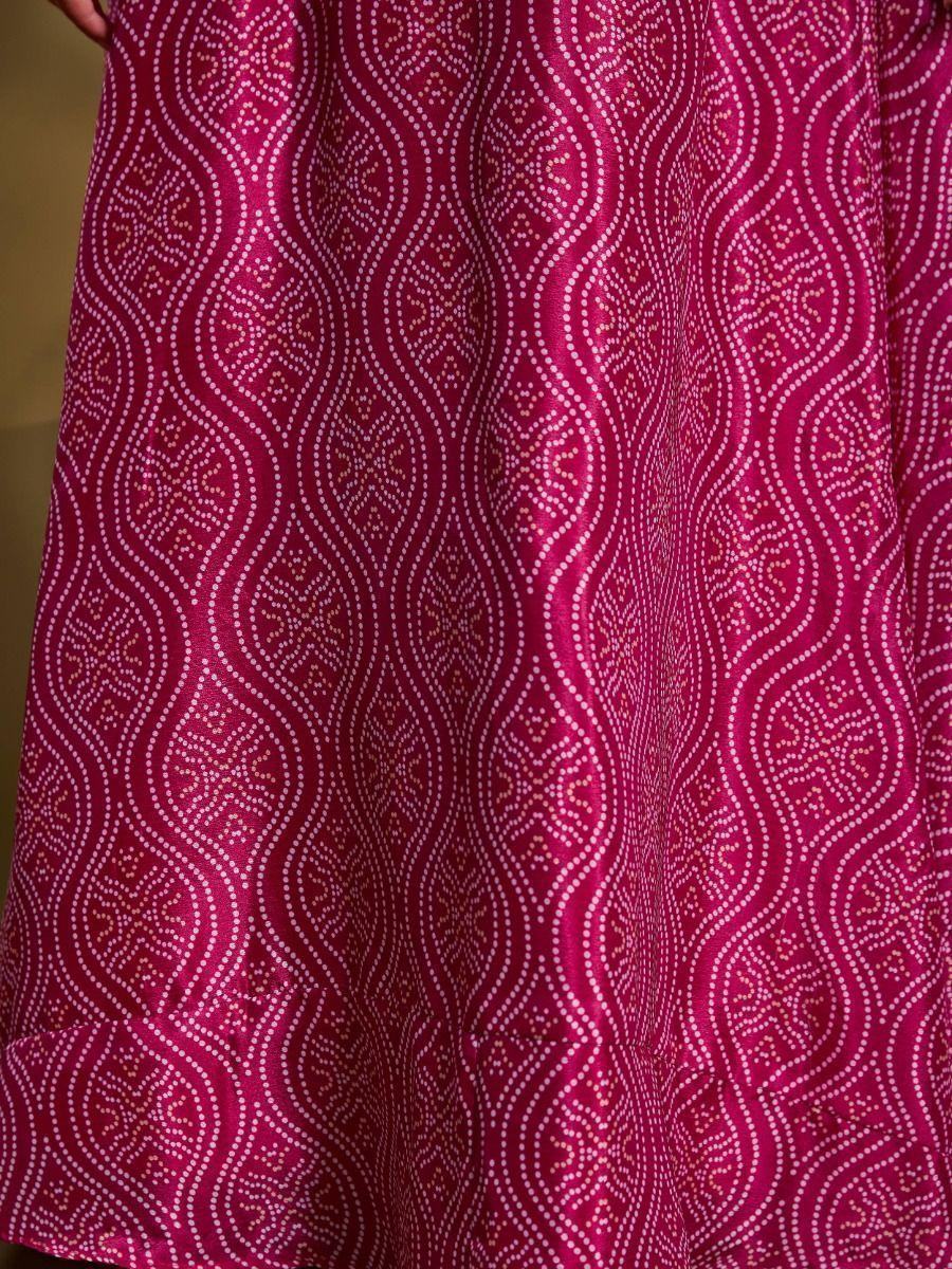 Beautiful Pink bandhani Printed Crepe Traditional Lehenga Choli With Blouse - Zeel Clothing