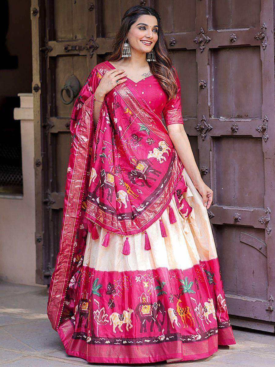 Beautiful Pink Digital Printed Dola Silk Festival Wear Lehenga Choli - Zeel Clothing
