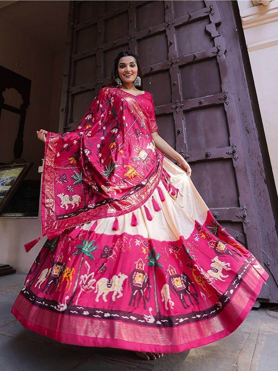 Beautiful Pink Digital Printed Dola Silk Festival Wear Lehenga Choli - Zeel Clothing