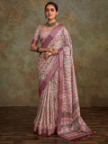 Beautiful Pink Digital Printed Silk Event Wear Saree With Blouse - Zeel Clothing