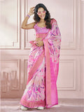 Beautiful Pink Digital Printed Silk Festival Wear Saree With Blouse - Zeel Clothing