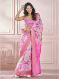 Beautiful Pink Digital Printed Silk Festival Wear Saree With Blouse - Zeel Clothing