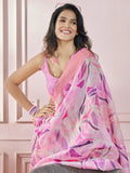Beautiful Pink Digital Printed Silk Festival Wear Saree With Blouse - Zeel Clothing