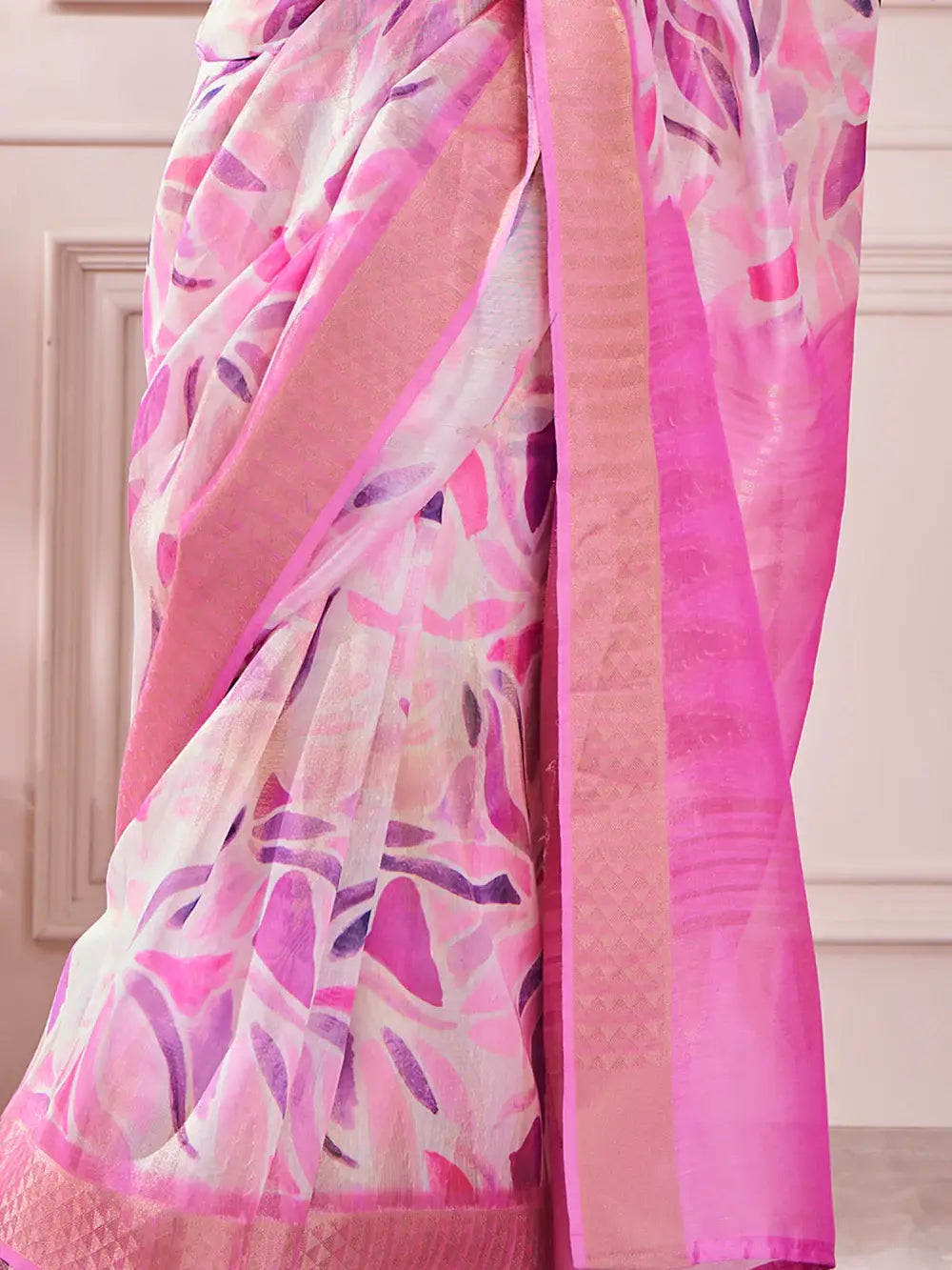Beautiful Pink Digital Printed Silk Festival Wear Saree With Blouse - Zeel Clothing
