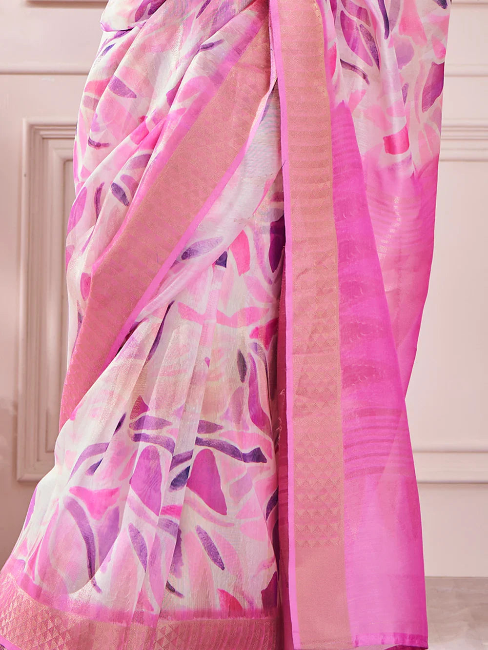 Beautiful Pink Digital Printed Silk Festival Wear Saree With Blouse - Zeel Clothing