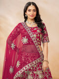 Beautiful Pink Embroidered Silk Wedding Lehenga Choli With Dupatta - Zeel Clothing
