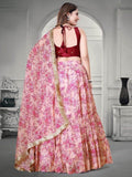 Beautiful Pink Floral Printed Organza Designer Lehenga Choli With Dupatta - Zeel Clothing