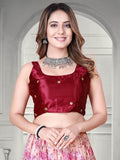 Beautiful Pink Floral Printed Organza Designer Lehenga Choli With Dupatta - Zeel Clothing