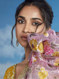 Beautiful Pink Lace Work Brasso Event Wear Saree With Blouse - Zeel Clothing
