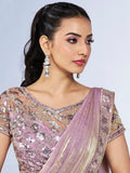 Beautiful Pink Lace Work Satin Festival Wear Saree With Blouse - Zeel Clothing