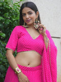 Beautiful Pink Lahariya Print Georgette Sangeet Wear Lehenga Choli - Zeel Clothing