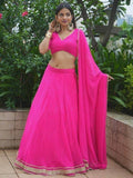 Beautiful Pink Lahariya Print Georgette Sangeet Wear Lehenga Choli - Zeel Clothing