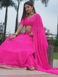 Beautiful Pink Lahariya Print Georgette Sangeet Wear Lehenga Choli - Zeel Clothing
