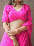 Beautiful Pink Lahariya Print Georgette Sangeet Wear Lehenga Choli - Zeel Clothing