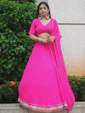 Beautiful Pink Lahariya Print Georgette Sangeet Wear Lehenga Choli - Zeel Clothing