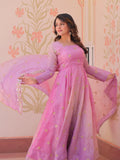 Beautiful Pink Organza Festive Wear Sequins Gown With Dupatta - Zeel Clothing