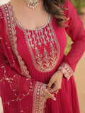 Beautiful Pink Sequins Georgette Reception Wear Gown With Dupatta - Zeel Clothing
