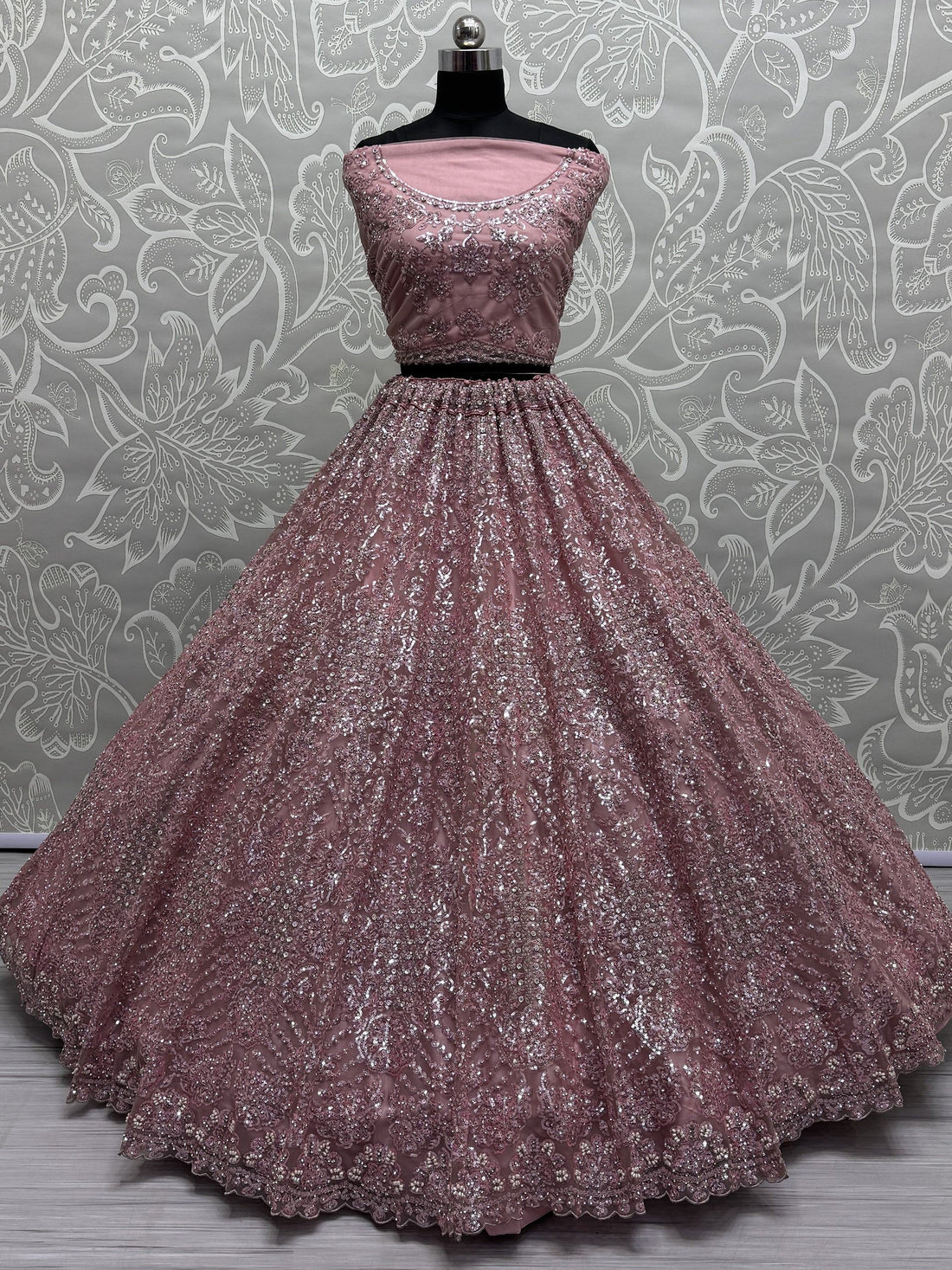 Beautiful Pink Sequins Heavy Net Engagement Wear Lehenga Choli - Zeel Clothing