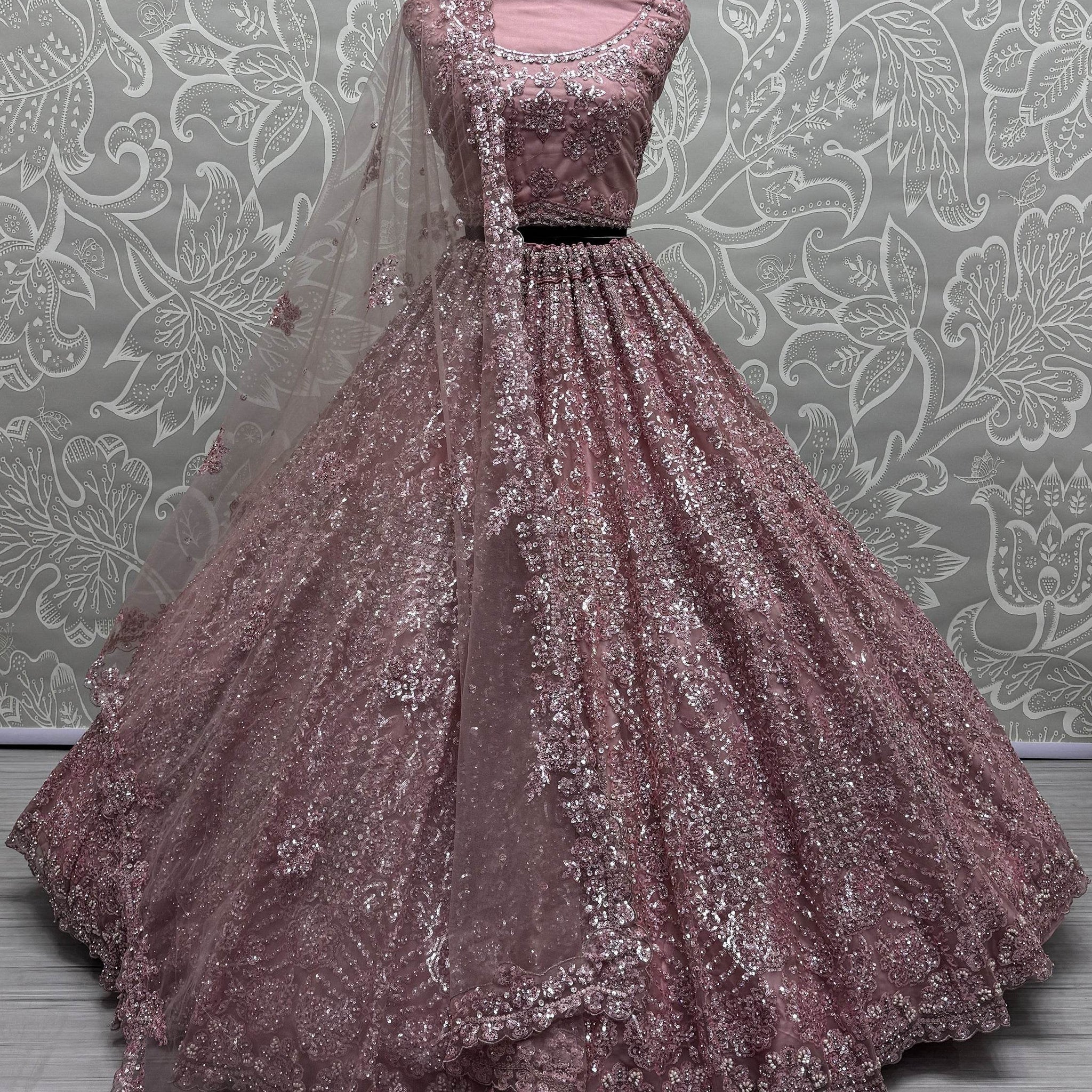 Beautiful Pink Sequins Heavy Net Engagement Wear Lehenga Choli - Zeel Clothing