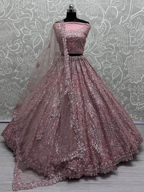 Beautiful Pink Sequins Heavy Net Engagement Wear Lehenga Choli - Zeel Clothing