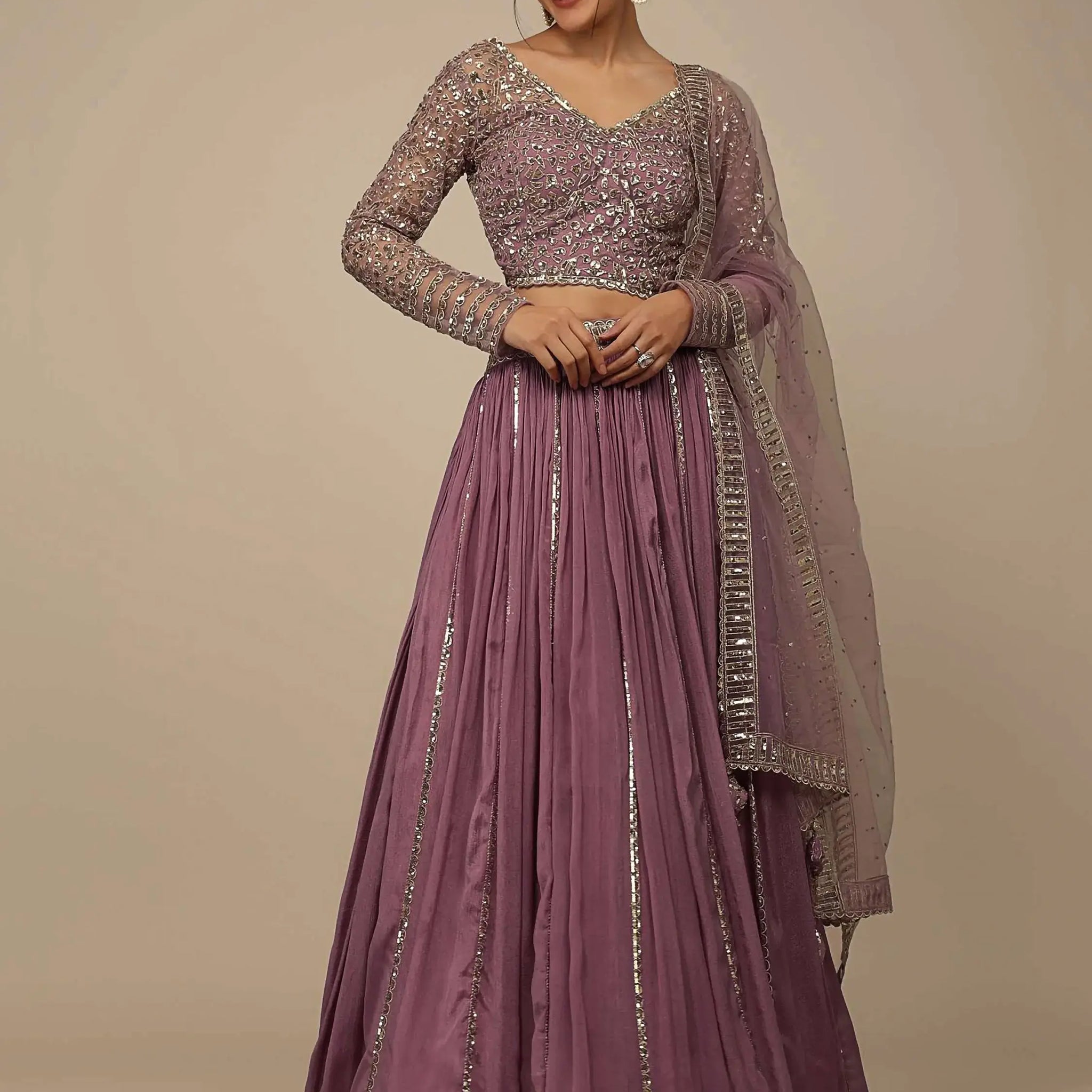 Beautiful Pink Sequins Party Wear Lehenga Choli With Net Dupatta - Zeel Clothing