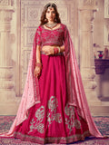 Beautiful Pink Sequins Silk Bridesmaid Lehenga Choli With Dupatta - Zeel Clothing