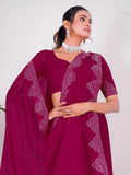 Beautiful Pink Swarovski Work Georgette Party Wear Saree With Blouse