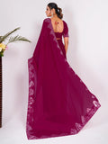 Beautiful Pink Swarovski Work Georgette Party Wear Saree With Blouse