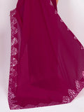 Beautiful Pink Swarovski Work Georgette Party Wear Saree With Blouse
