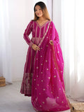 Beautiful Pink Thread Work Georgette Event Wear Suit Pant - Zeel Clothing