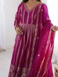 Beautiful Pink Thread Work Georgette Event Wear Suit Pant - Zeel Clothing