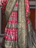 Beautiful Pink Woven Silk Reception Wear Saree With Blouse - Zeel Clothing