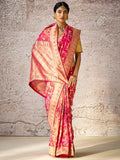 Beautiful Pink Zari Weaving Silk Wedding Wear Saree With Blouse - Zeel Clothing