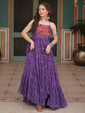 Beautiful Purple Bandhani Printed Georgette Navrati Wear Gown - Zeel Clothing