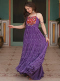 Beautiful Purple Bandhani Printed Georgette Navrati Wear Gown - Zeel Clothing