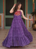 Beautiful Purple Bandhani Printed Georgette Navrati Wear Gown - Zeel Clothing
