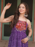 Beautiful Purple Bandhani Printed Georgette Navrati Wear Gown - Zeel Clothing